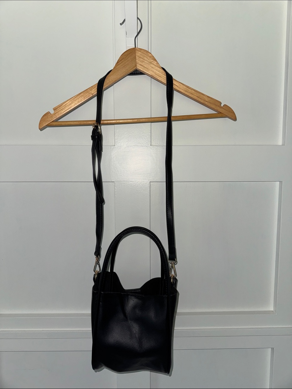 Anthropologie Black Leather Mini Crossbody Tote